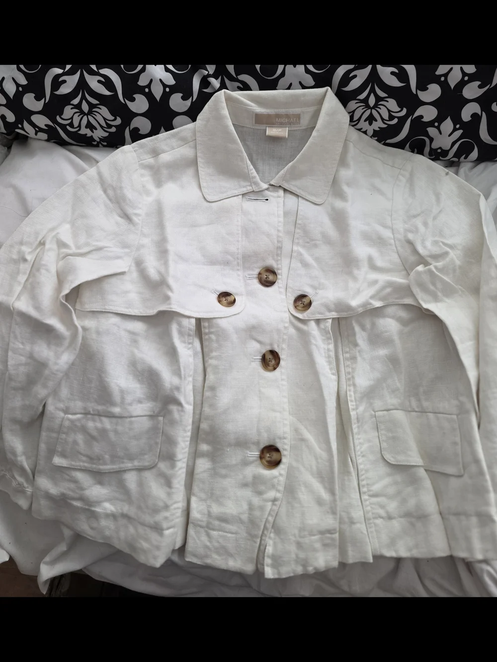 NWOT- MK Sm. Women's Cream Button-Front Linen Jacket/Blazer